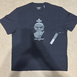 Karl Lagerfeld Black Embellished Graphic Tee